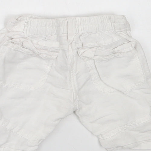 NEXT Girls White  Cotton Cropped Trousers Size 3-6 Months  Button
