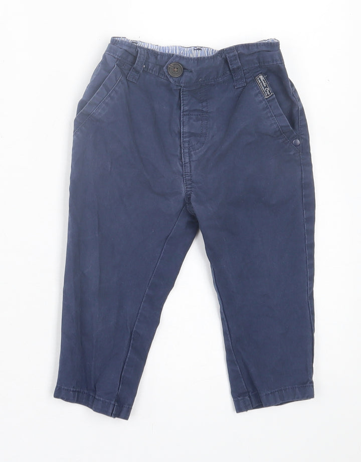 wollesbabes Boys Blue Cotton Capri Trousers Size 12-18 Months Button