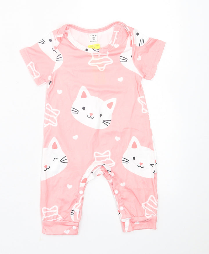 SheIn Girls Pink Geometric Polyester Cami One Piece Size 3-6 Months  Button