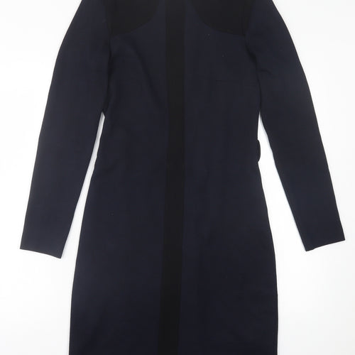 Mango Womens Blue  Viscose A-Line  Size M  Crew Neck Zip