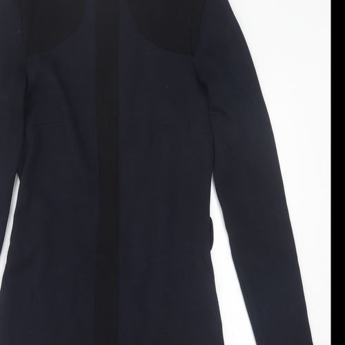 Mango Womens Blue  Viscose A-Line  Size M  Crew Neck Zip