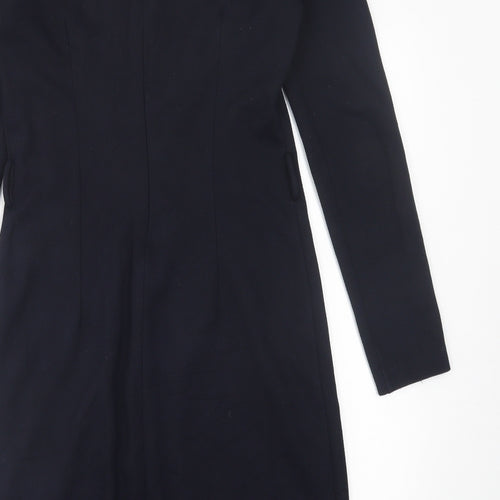 Mango Womens Blue  Viscose A-Line  Size M  Crew Neck Zip