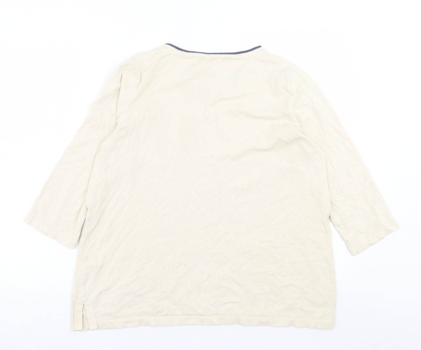 George Womens Ivory Crew Neck  Cotton Pullover Jumper Size 16