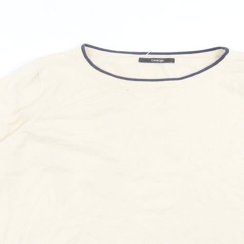 George Womens Ivory Crew Neck  Cotton Pullover Jumper Size 16