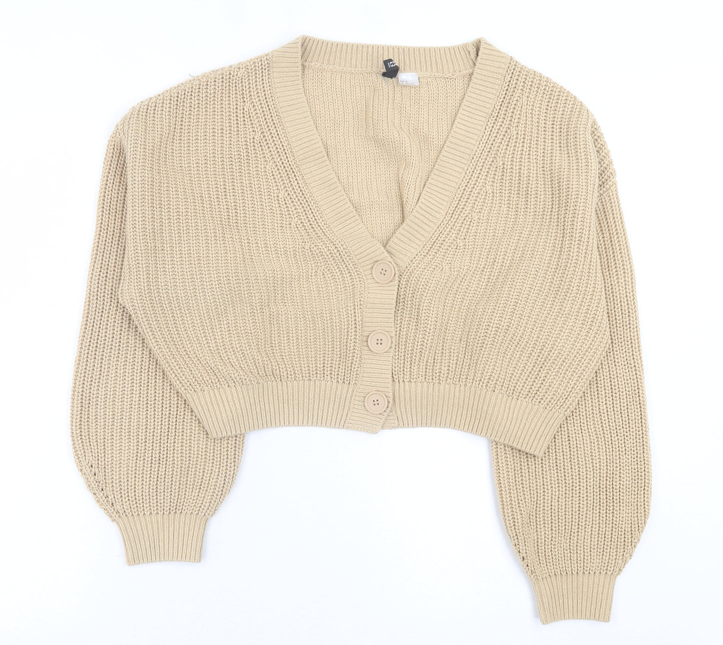 H&M Womens Brown V-Neck  Cotton Cardigan Jumper Size M