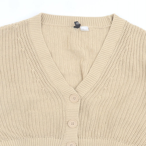 H&M Womens Brown V-Neck  Cotton Cardigan Jumper Size M