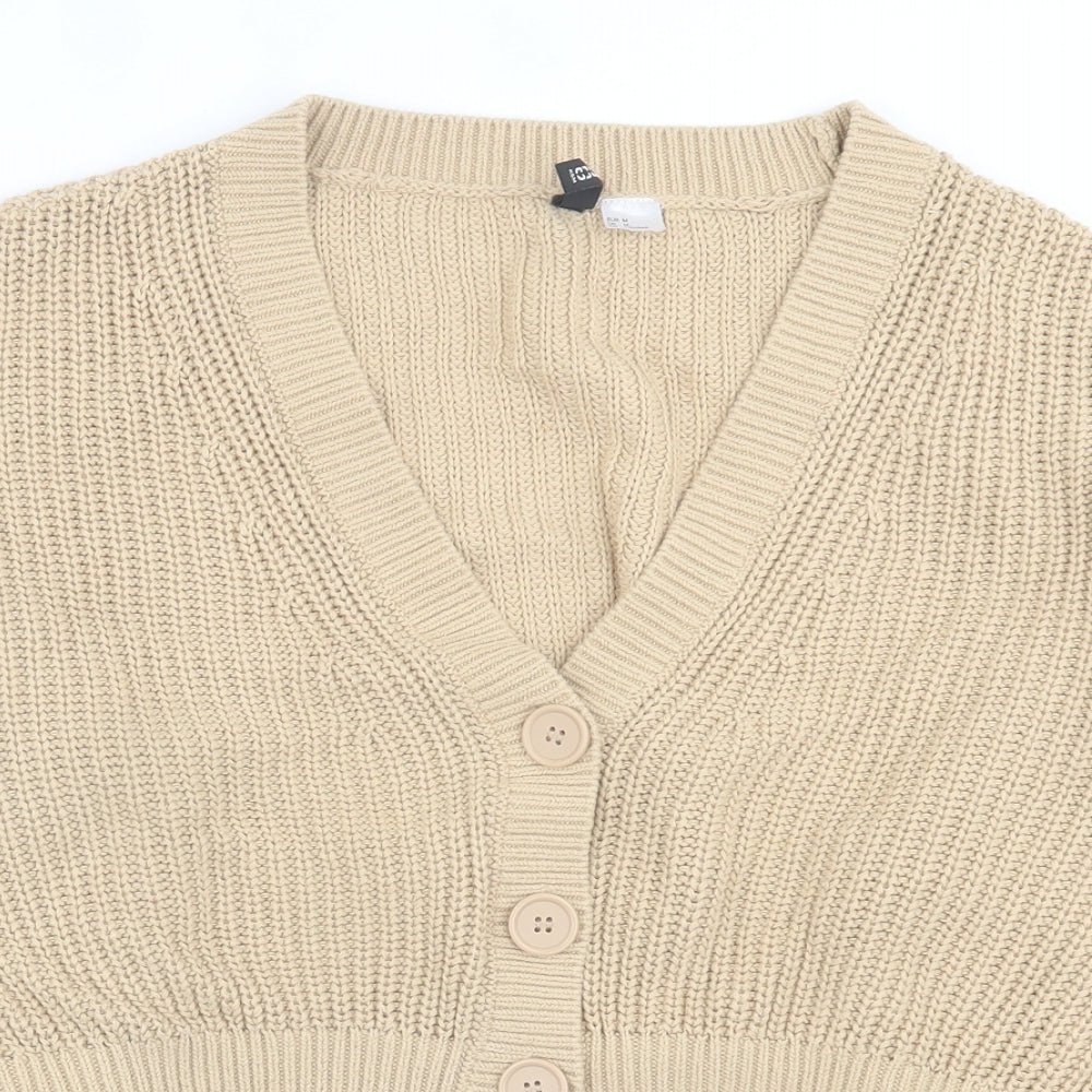 H&M Womens Brown V-Neck  Cotton Cardigan Jumper Size M