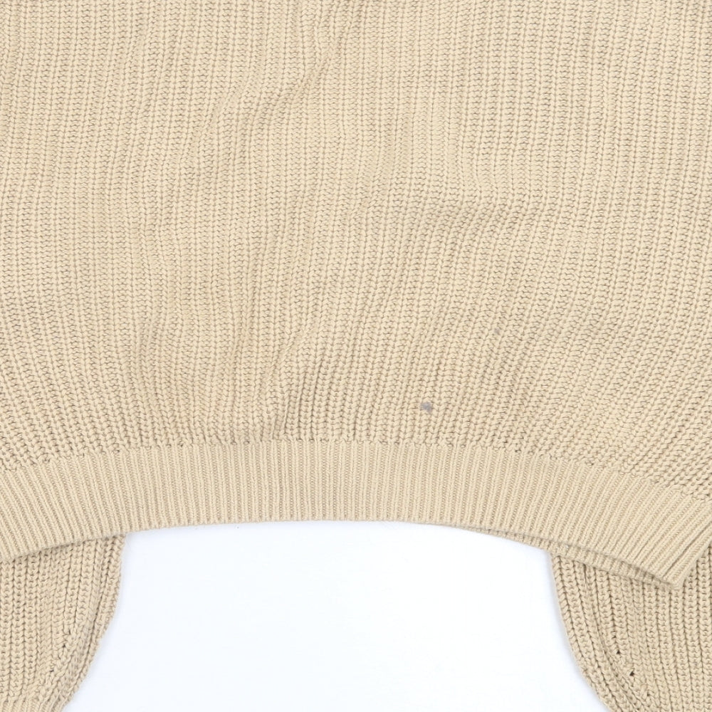 H&M Womens Brown V-Neck  Cotton Cardigan Jumper Size M
