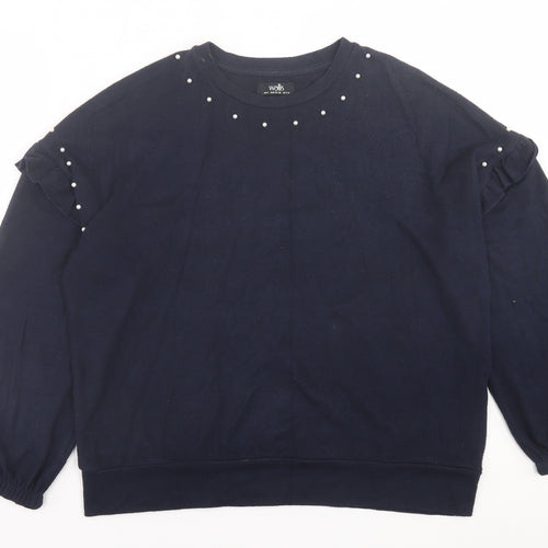 Wallis Womens Blue Crew Neck  Polyester Pullover Jumper Size S