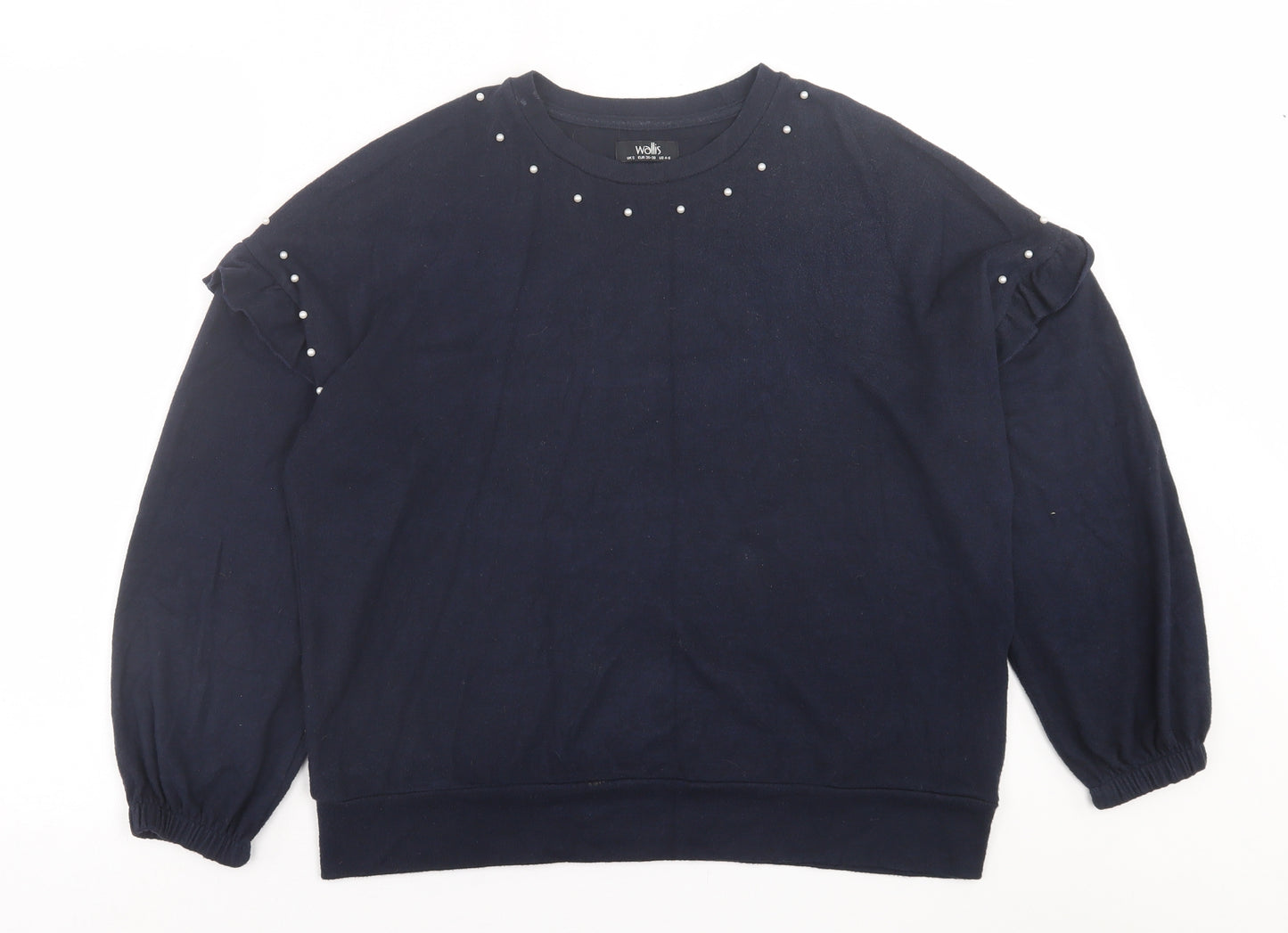 Wallis Womens Blue Crew Neck  Polyester Pullover Jumper Size S