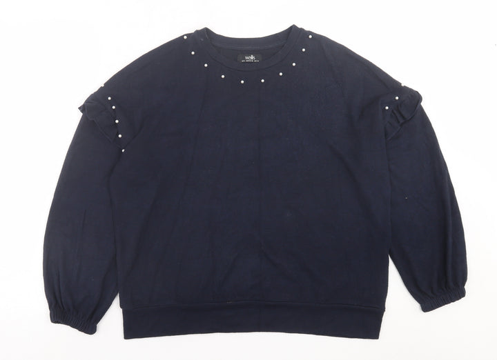 Wallis Womens Blue Crew Neck  Polyester Pullover Jumper Size S