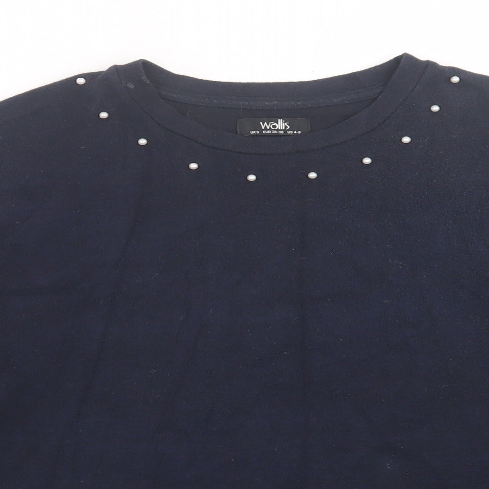Wallis Womens Blue Crew Neck  Polyester Pullover Jumper Size S