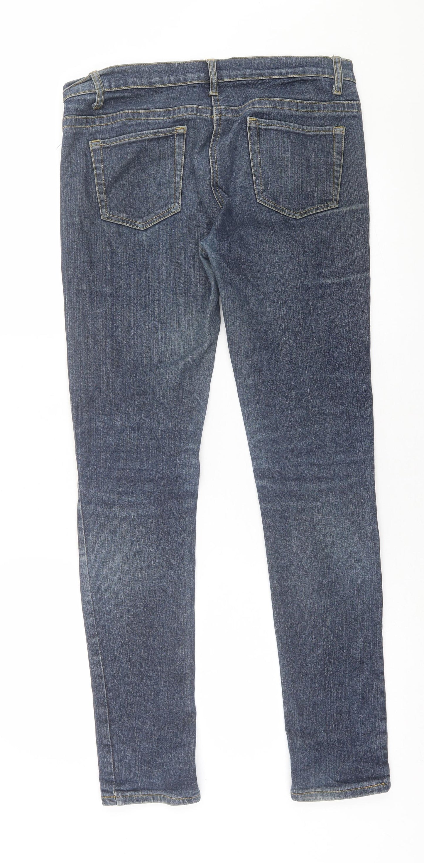 Denim & Co. Womens Blue  Cotton Straight Jeans Size 12 L32 in Regular Button
