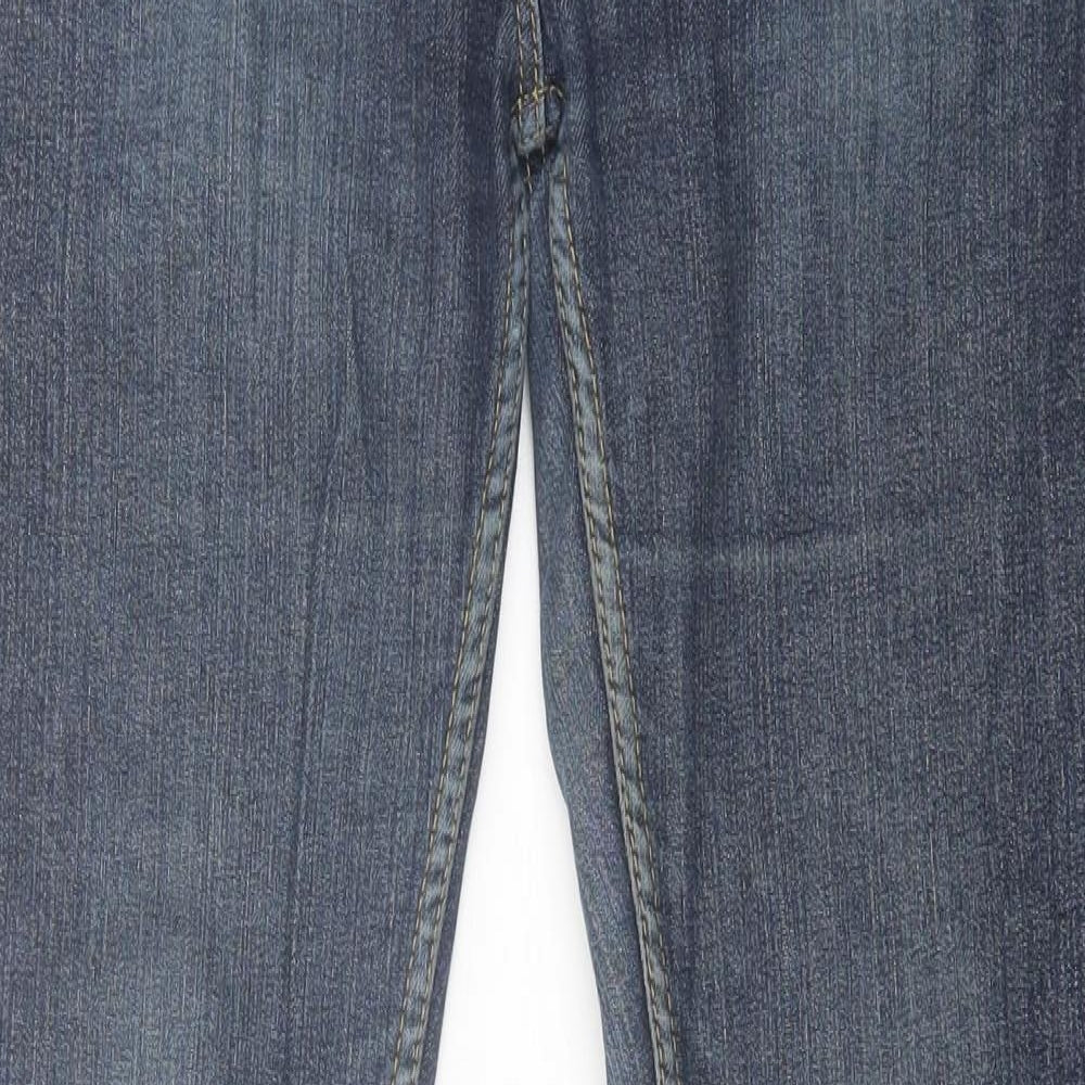 Denim & Co. Womens Blue  Cotton Straight Jeans Size 12 L32 in Regular Button