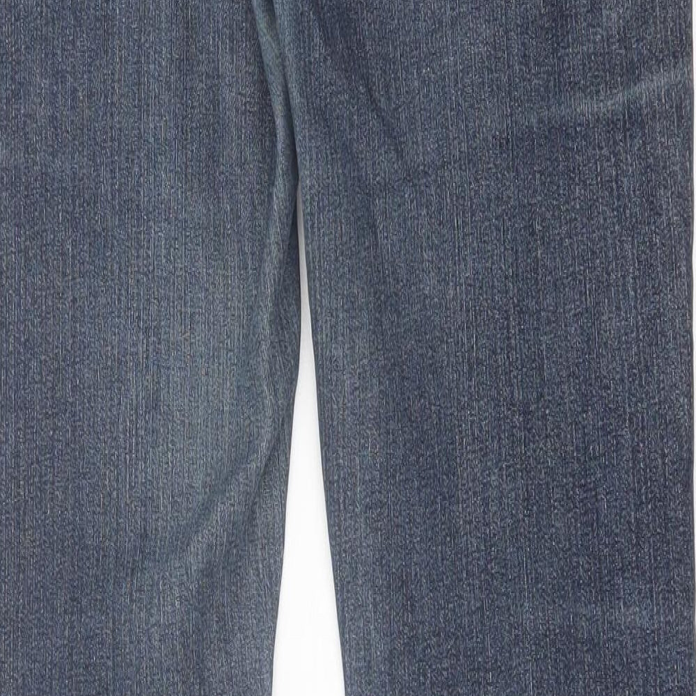 Denim & Co. Womens Blue  Cotton Straight Jeans Size 12 L32 in Regular Button