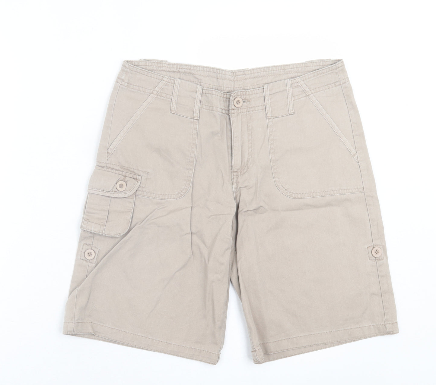 Papaya Womens Beige  Cotton Bermuda Shorts Size 10 L10 in Regular Button