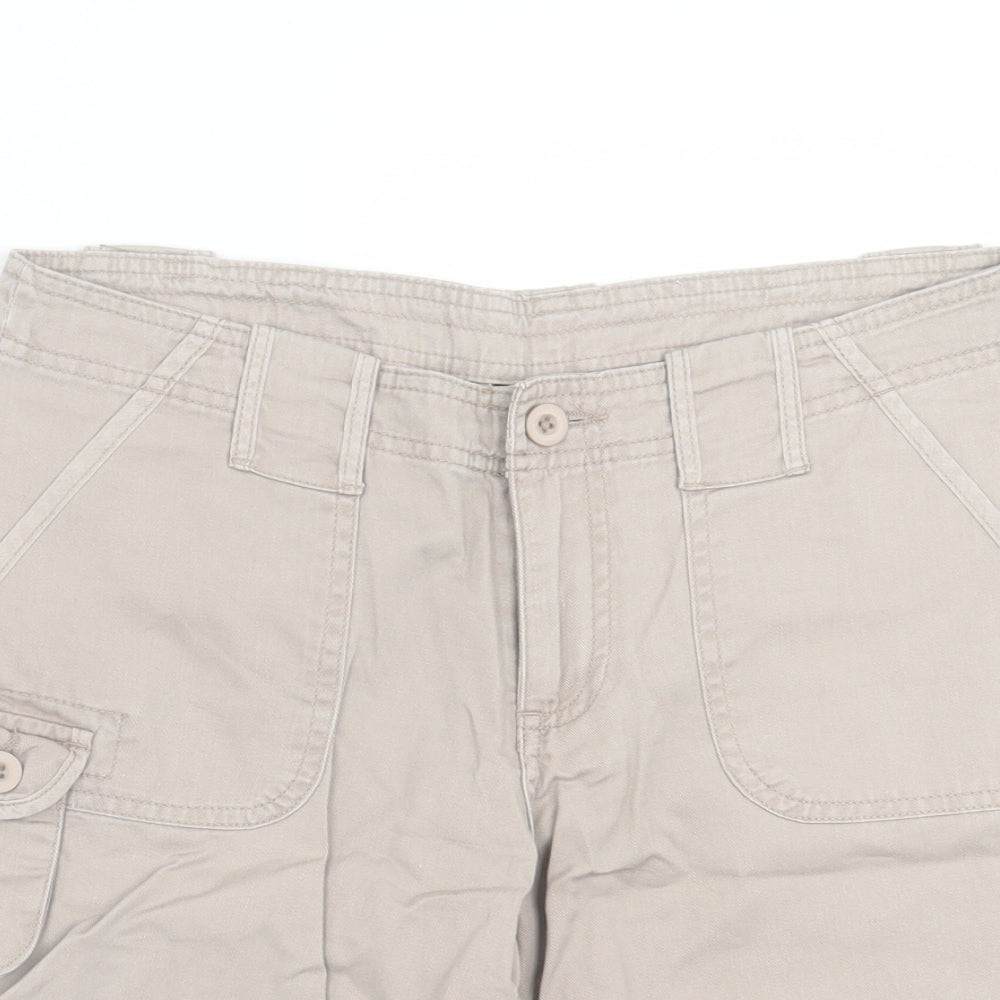 Papaya Womens Beige  Cotton Bermuda Shorts Size 10 L10 in Regular Button