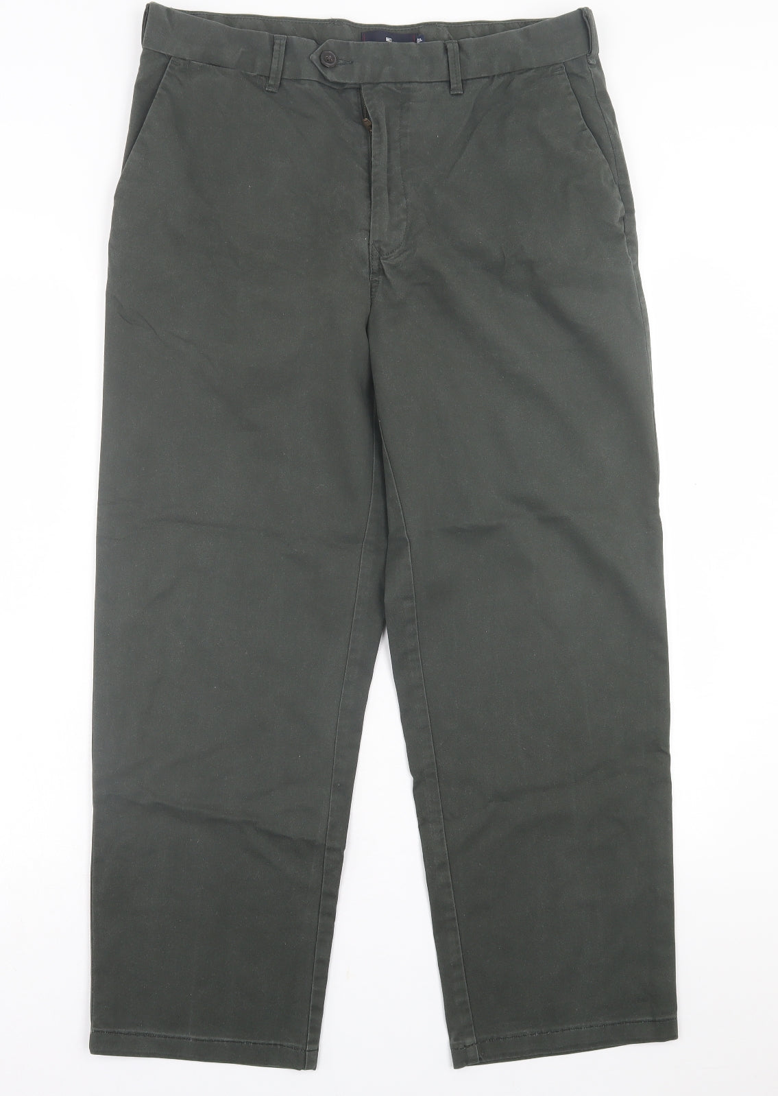 Blue Harbour Mens Green  Cotton Chino Trousers Size 34 in L33 in Regular Button