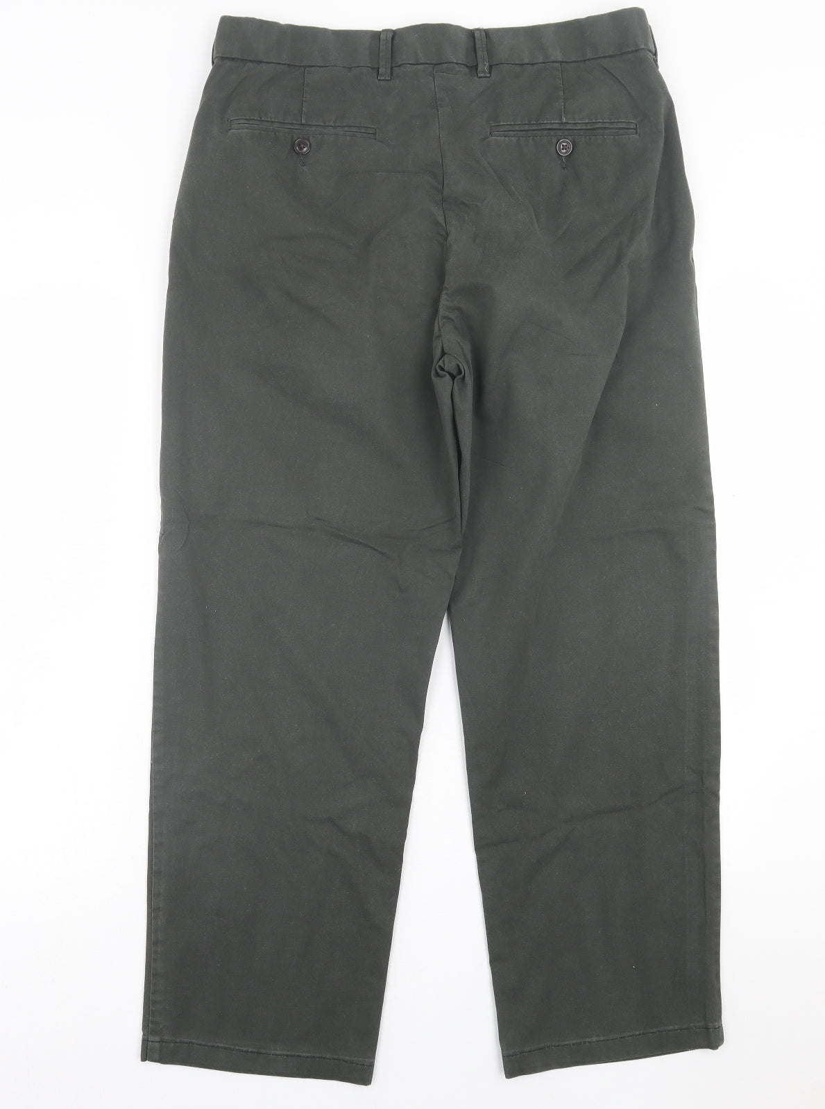 Blue Harbour Mens Green  Cotton Chino Trousers Size 34 in L33 in Regular Button
