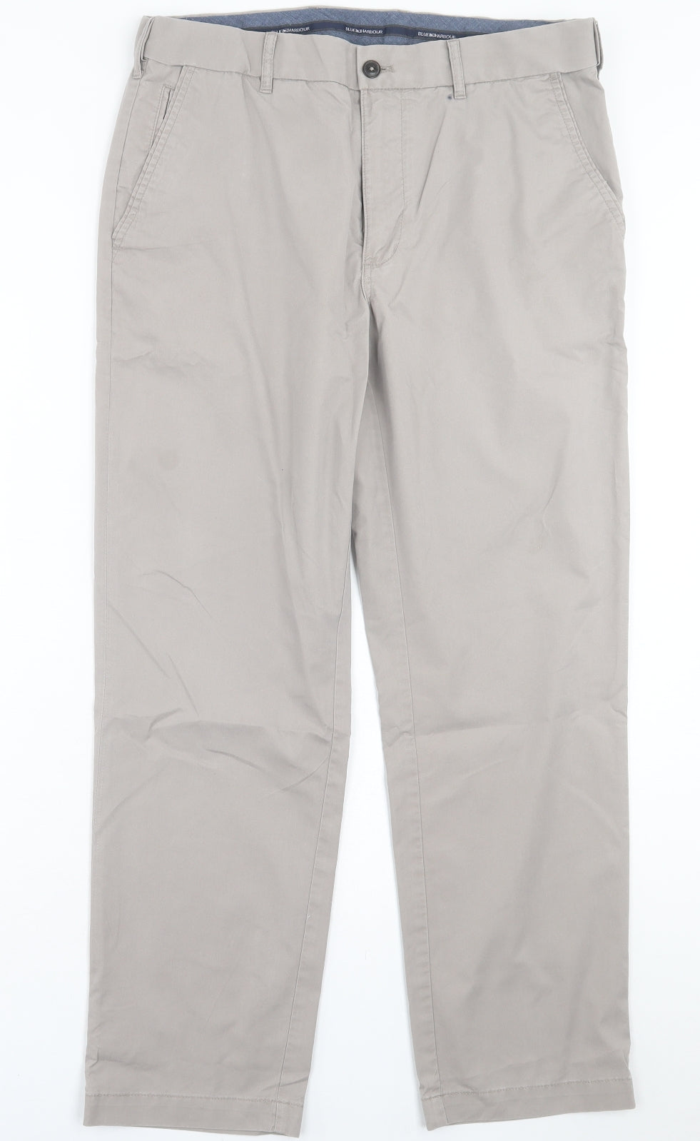 Blue Harbour Mens Beige  Cotton Chino Trousers Size 34 in L29 in Regular Button