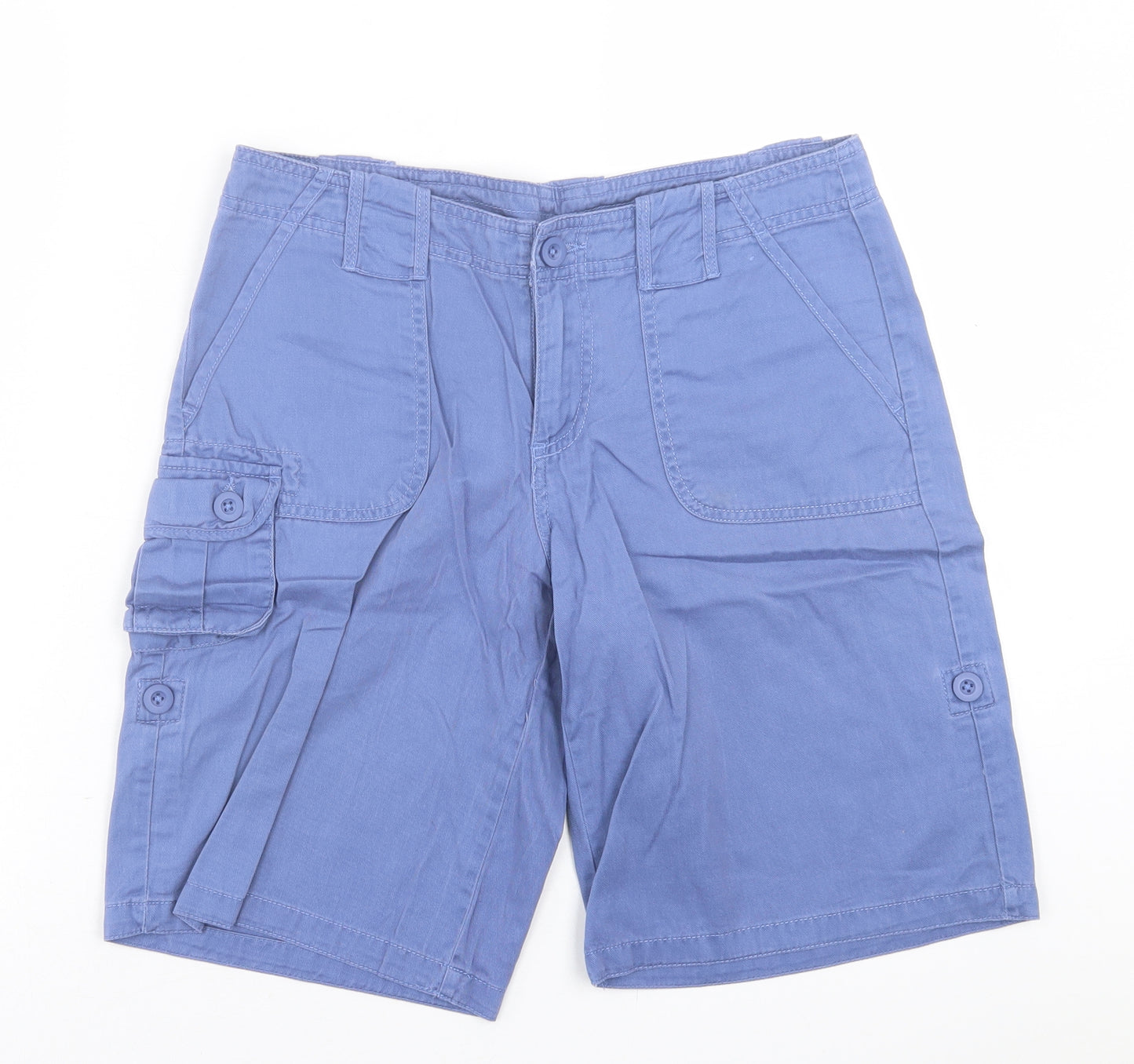 Papaya Womens Blue  Cotton Bermuda Shorts Size 10 L11 in Regular Button