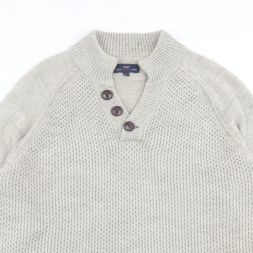EAST Girls Beige V-Neck  Acrylic Pullover Jumper Size L  Pullover
