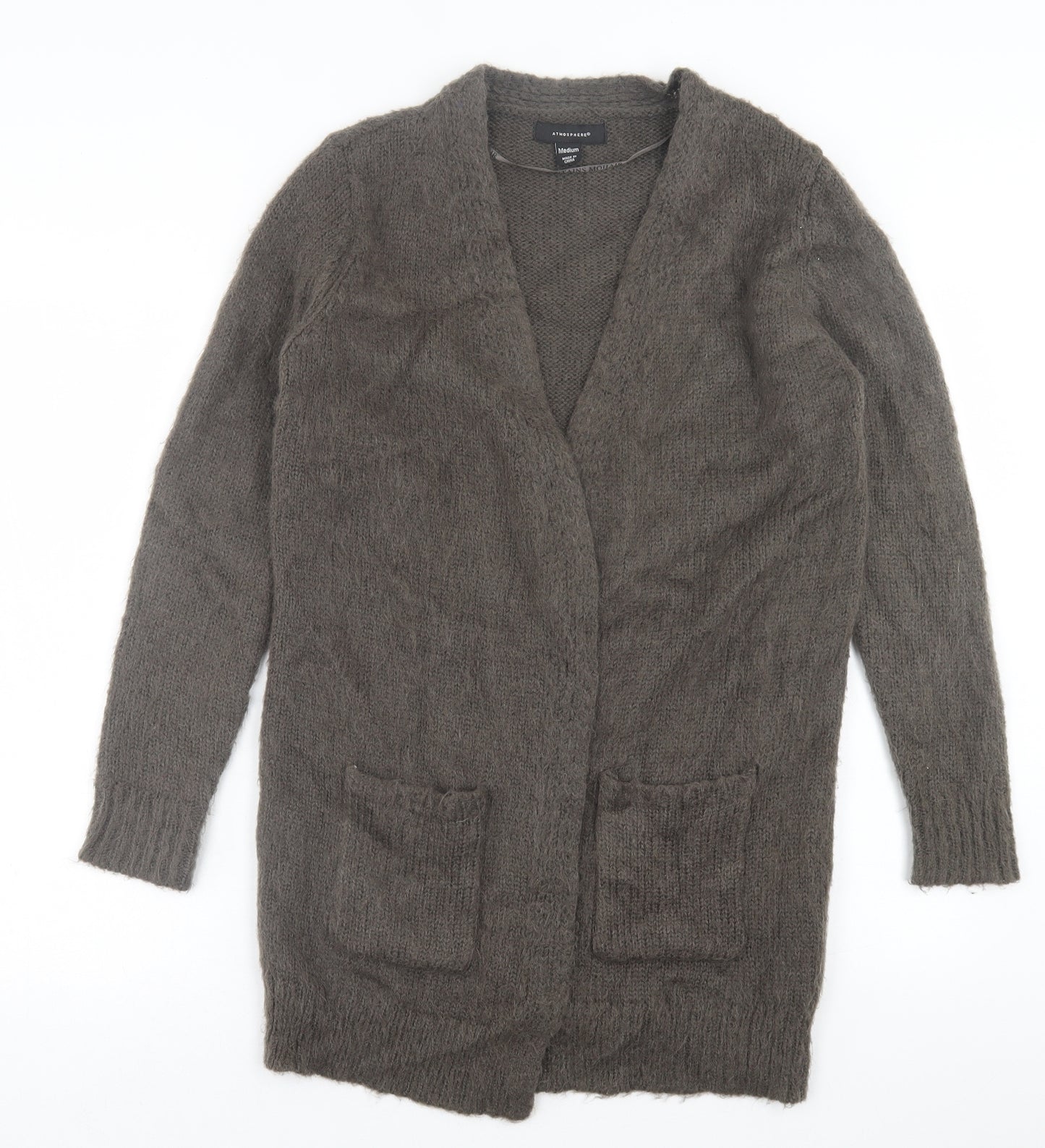 Atmosphere Womens Brown V-Neck  Acrylic Cardigan Jumper Size M