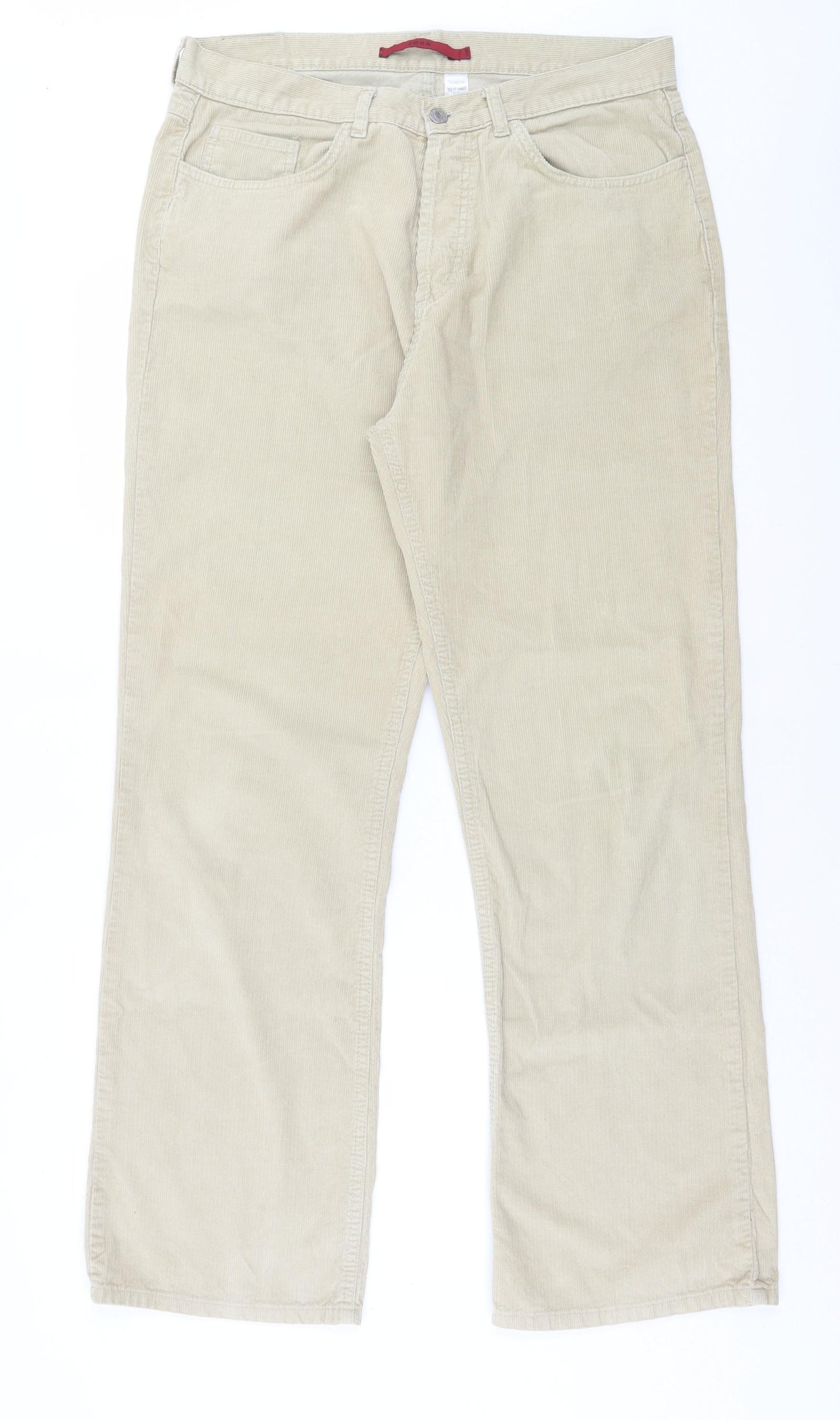 Debenhams Mens Beige  Cotton Trousers  Size 36 in L32 in Regular Button
