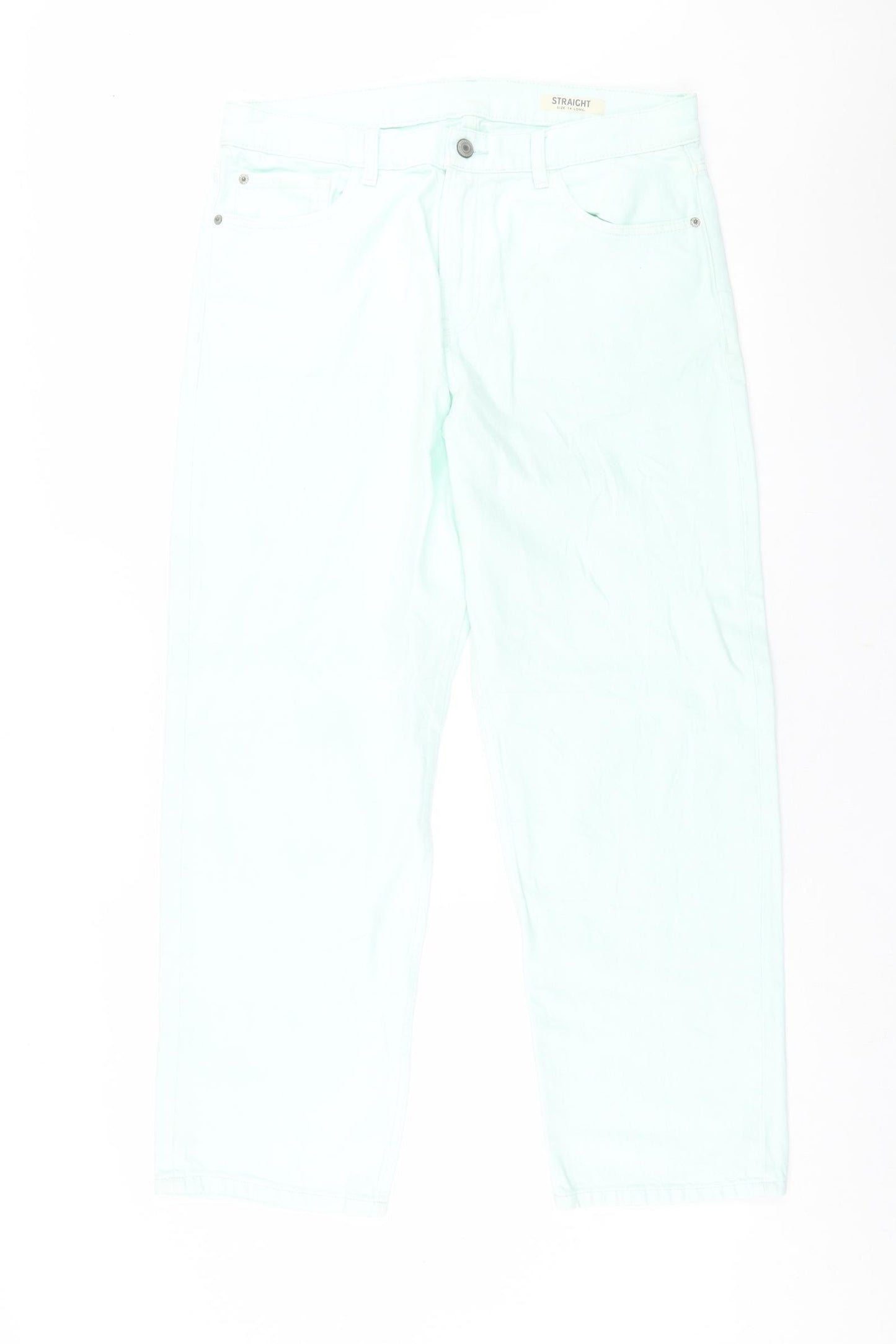 Marks and Spencer Womens Blue  Cotton Straight Jeans Size 14 L27 in Regular Button