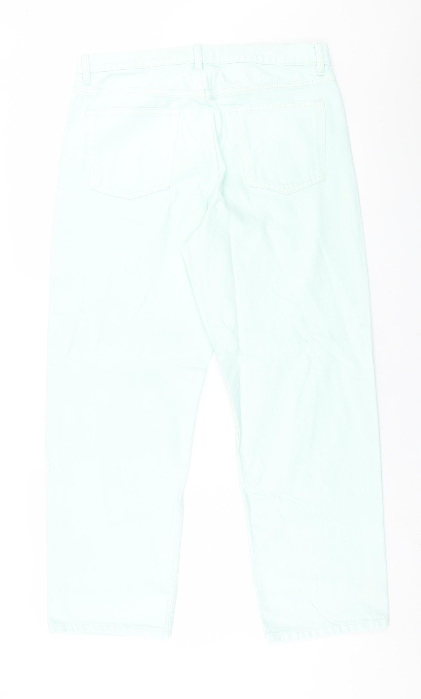 Marks and Spencer Womens Blue  Cotton Straight Jeans Size 14 L27 in Regular Button
