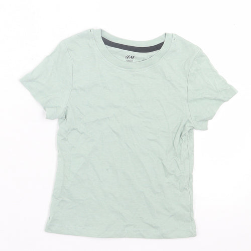 H&M Boys Green  Cotton Basic T-Shirt Size 2 Years Crew Neck Pullover