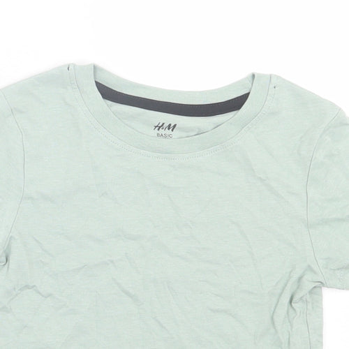 H&M Boys Green  Cotton Basic T-Shirt Size 2 Years Crew Neck Pullover