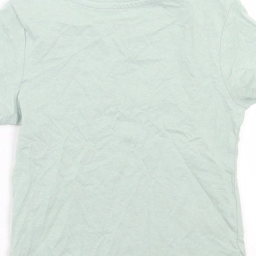 H&M Boys Green  Cotton Basic T-Shirt Size 2 Years Crew Neck Pullover