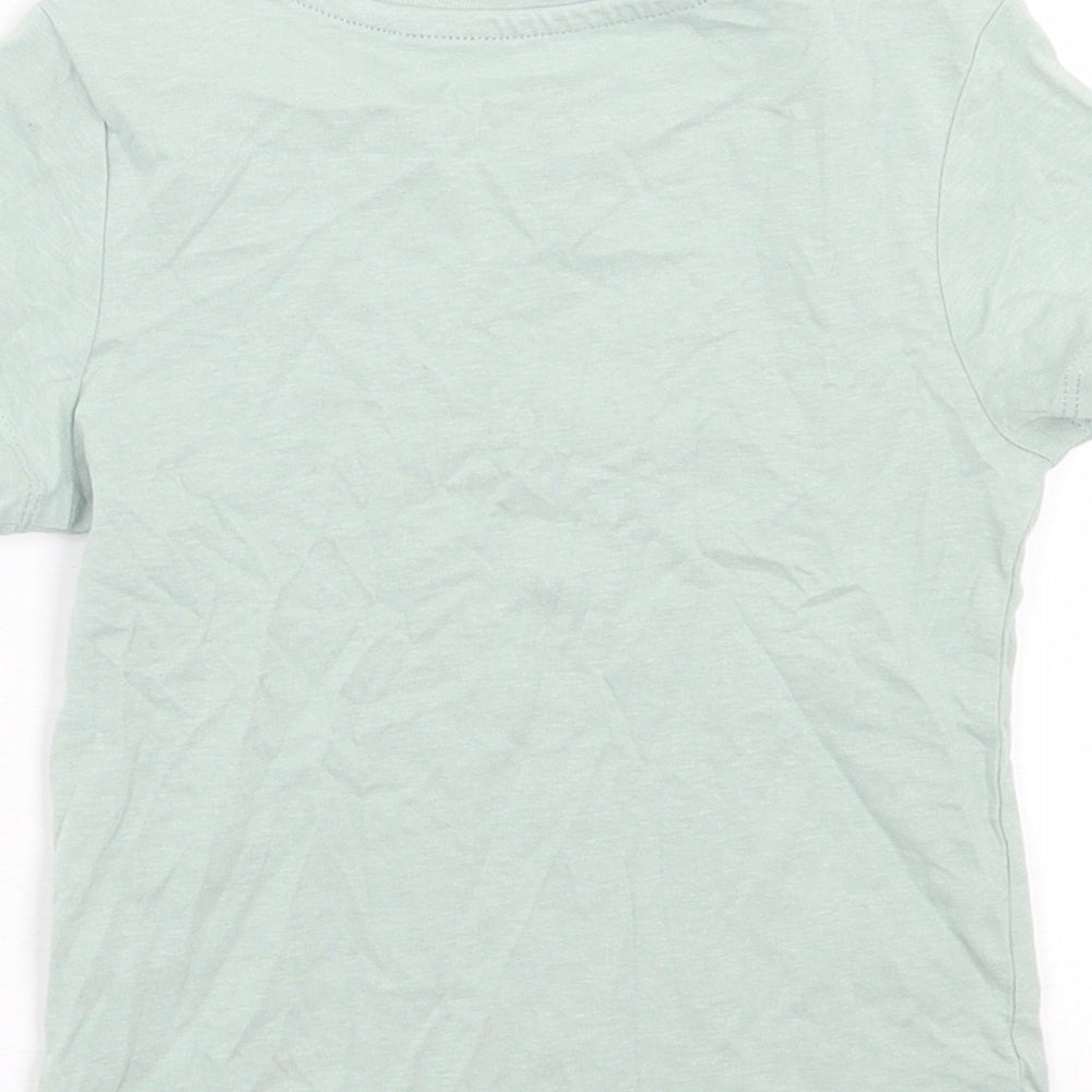 H&M Boys Green  Cotton Basic T-Shirt Size 2 Years Crew Neck Pullover