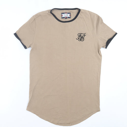 sik# Mens Brown  Cotton  T-Shirt Size M Crew Neck