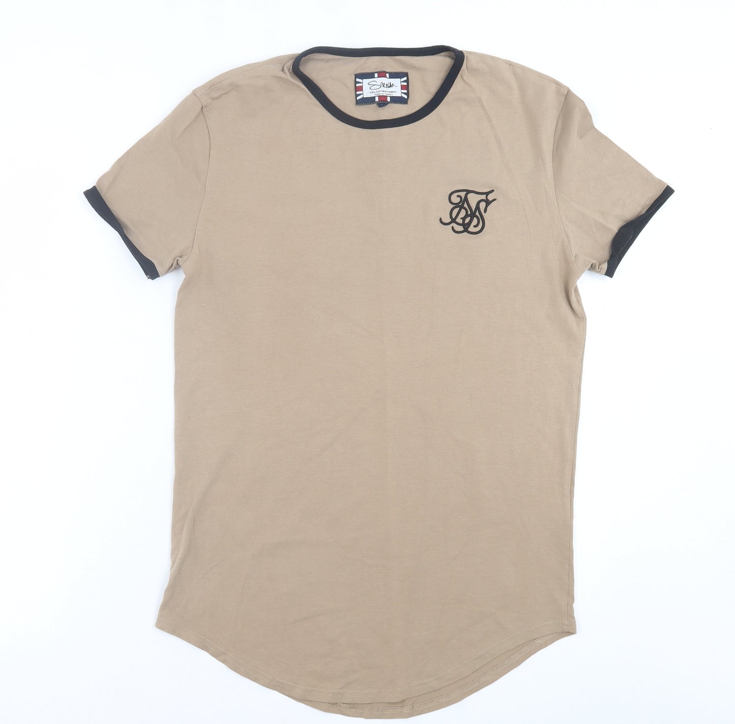 sik# Mens Brown  Cotton  T-Shirt Size M Crew Neck