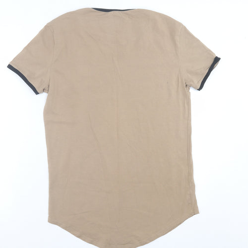 sik# Mens Brown  Cotton  T-Shirt Size M Crew Neck