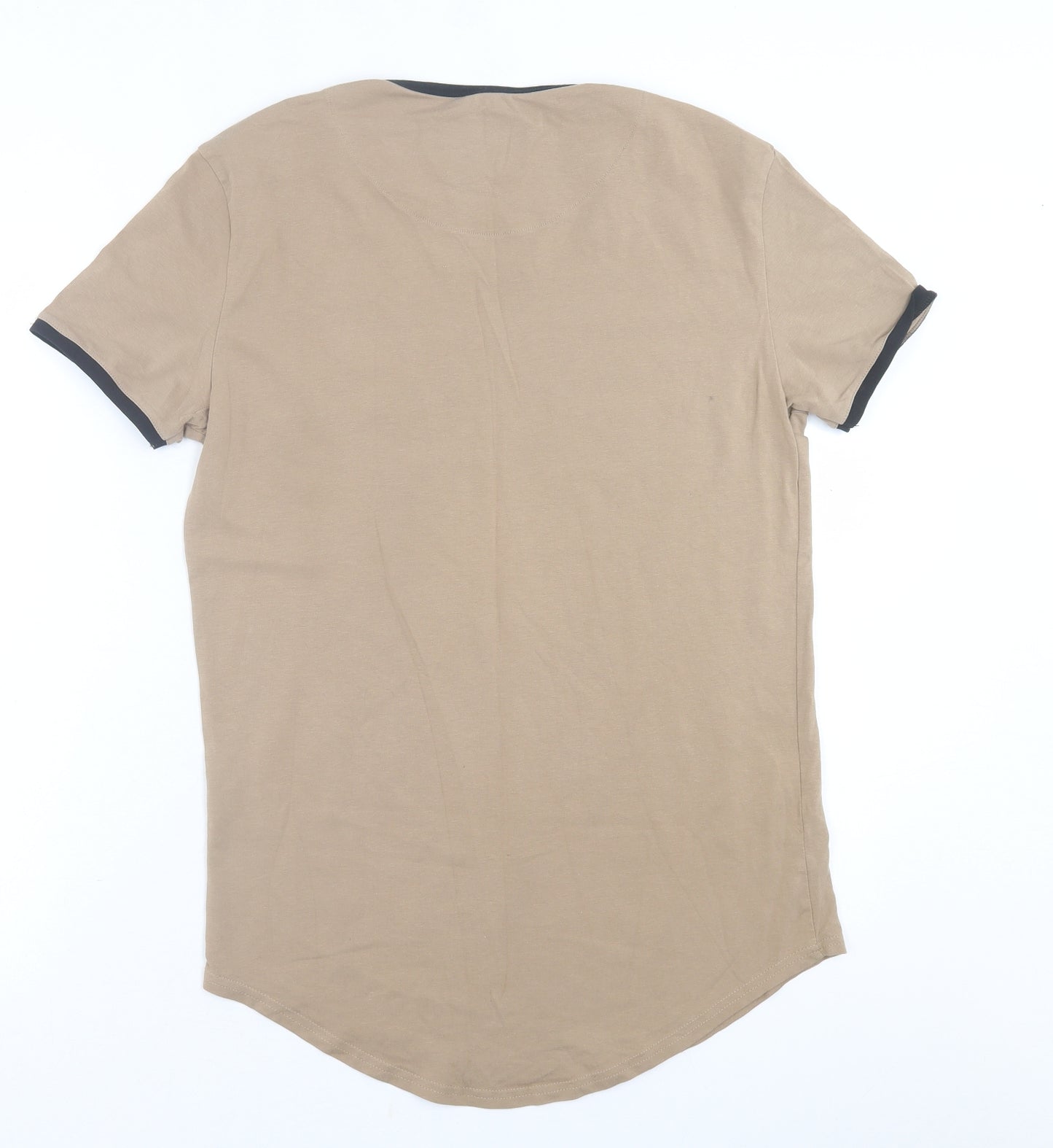 sik# Mens Brown  Cotton  T-Shirt Size M Crew Neck