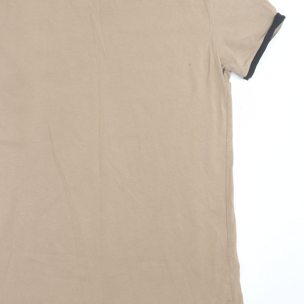 sik# Mens Brown  Cotton  T-Shirt Size M Crew Neck