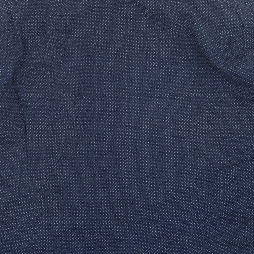 Montego Mens Blue Polka Dot Polyester  Button-Up Size L Collared Button