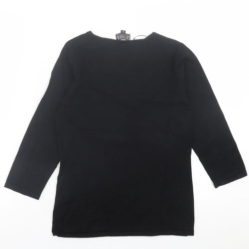 Casamia  Womens Black Crew Neck Striped Viscose Pullover Jumper Size S