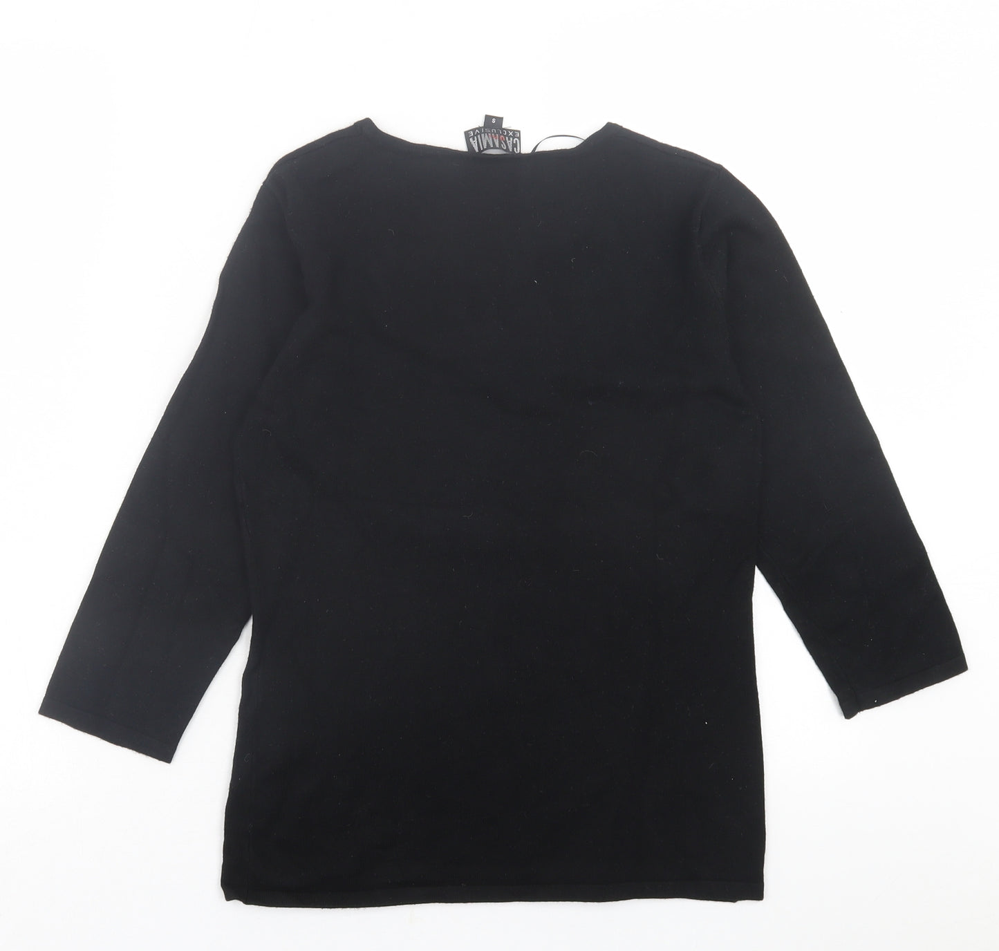 Casamia  Womens Black Crew Neck Striped Viscose Pullover Jumper Size S