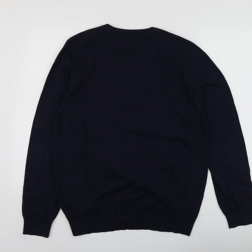 Ben Sherman Mens Blue Round Neck  Cotton Pullover Jumper Size L
