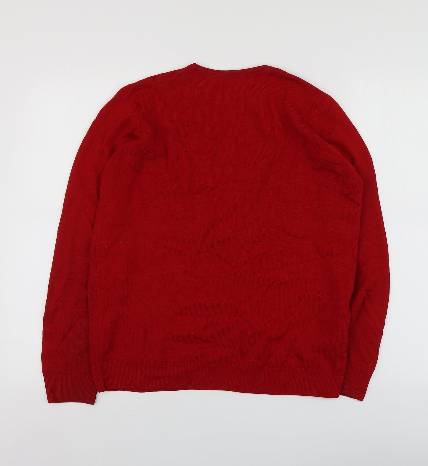 M&S Womens Red Round Neck  Wool Pullover Jumper Size 10