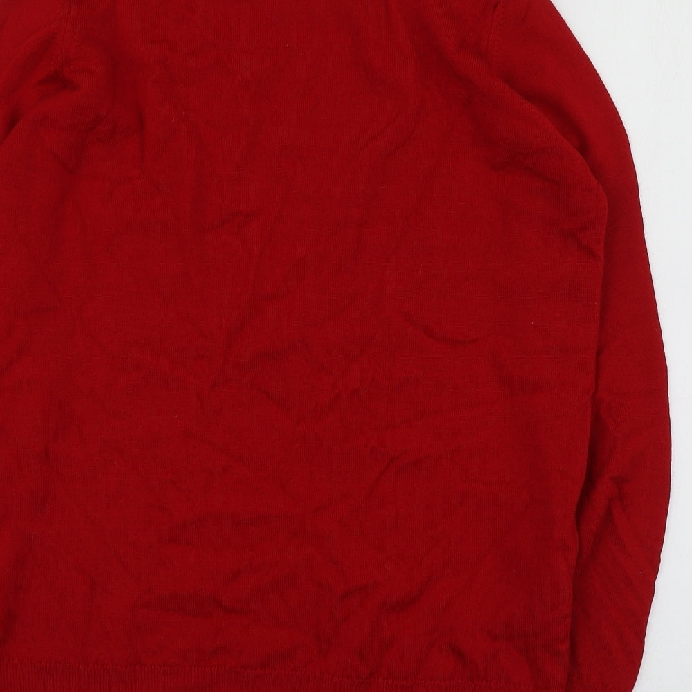 M&S Womens Red Round Neck  Wool Pullover Jumper Size 10