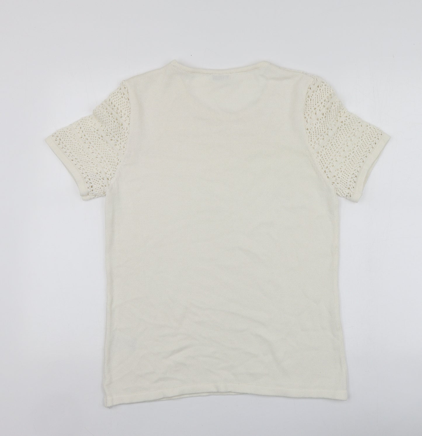 Damart Womens White Round Neck  Acrylic Henley Jumper Size M