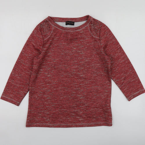 Anna Rose Womens Red  Polyester Basic Blouse Size S Roll Neck