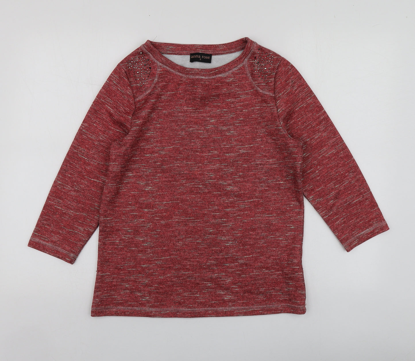 Anna Rose Womens Red  Polyester Basic Blouse Size S Roll Neck