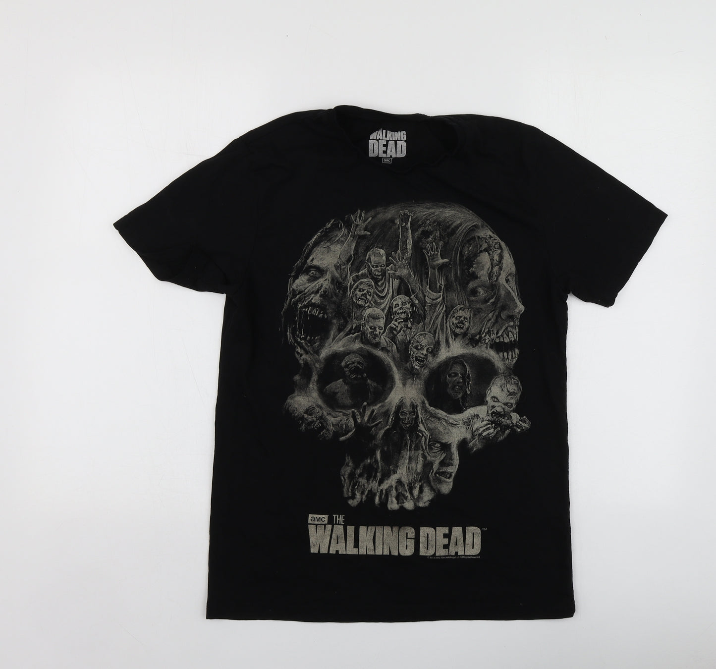George Womens Black Geometric Cotton Basic T-Shirt Size S Round Neck - The Walking dead