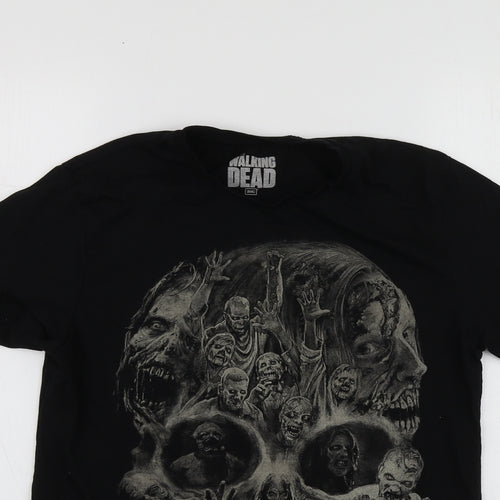 George Womens Black Geometric Cotton Basic T-Shirt Size S Round Neck - The Walking dead